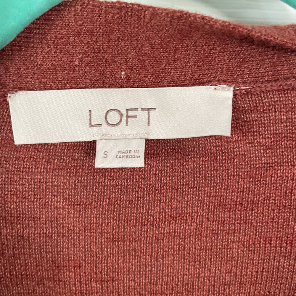 LOFT Womens Rust Button-Front Cardigan Sweater - Picture 2 of 4